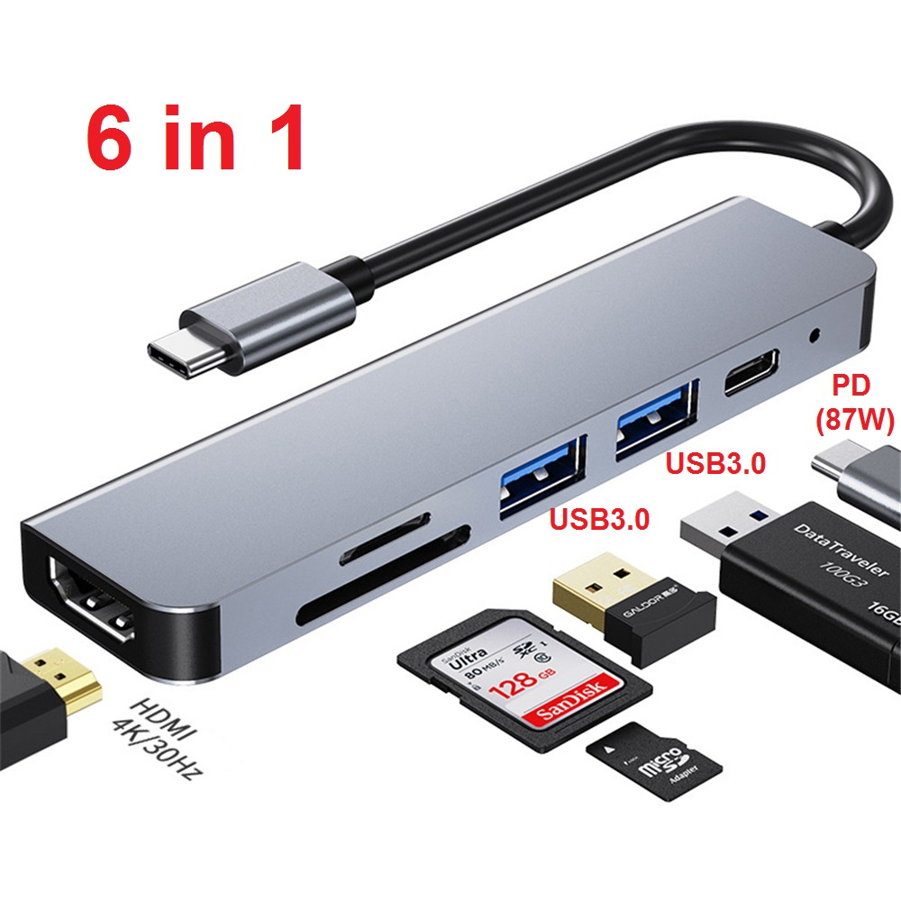 Adapter Converter 4K TYPE C to HDMI / VGA / USB 3.0 / PD / LAN / MMC / TF