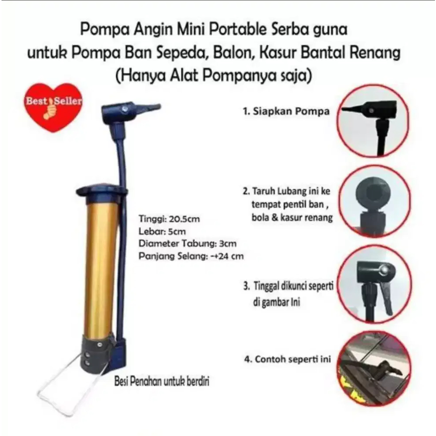 POMPA ANGIN BAN SEPEDA KASUR BALON BANTAL POMPA MINI PORTABLE PRAKTIS