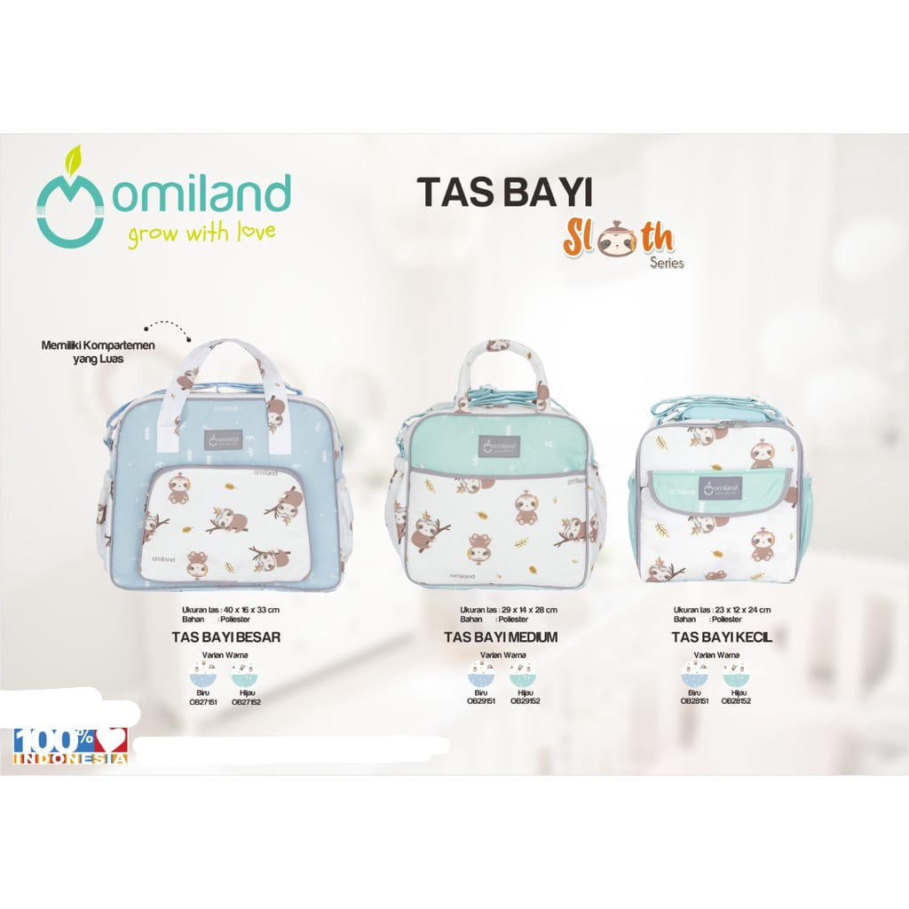 OMILAND Tas Bayi Omiland Besar / Medium / Kecil / Diaper Bag Besar Alpaca, Rainbow, Panda Sloth Series / Kado Lahiran