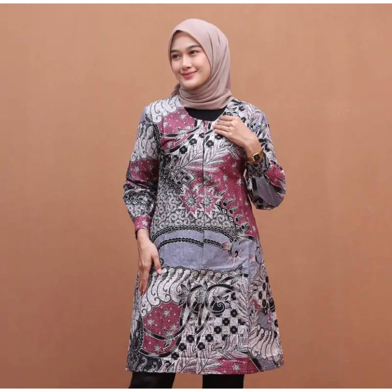 Atasan Tunik Batik Couple Kemeja Batik Pria Lengan Panjang - Bahan Kain Katun