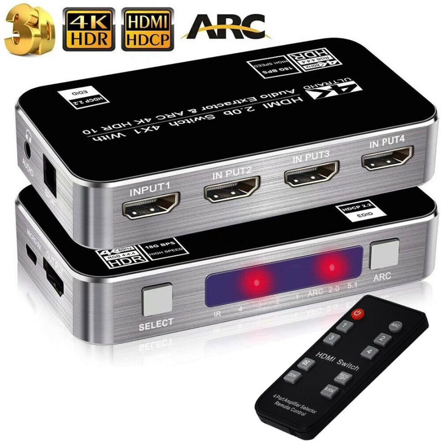 Tj Box HDMI Switch 4 in 1 (4 in 1 out) with IR remote