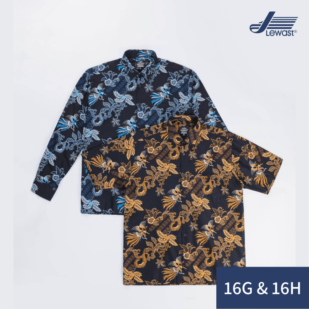 LEWAST Batik Modern Pria Kemeja Lengan Panjang & Pendek 16G 16H