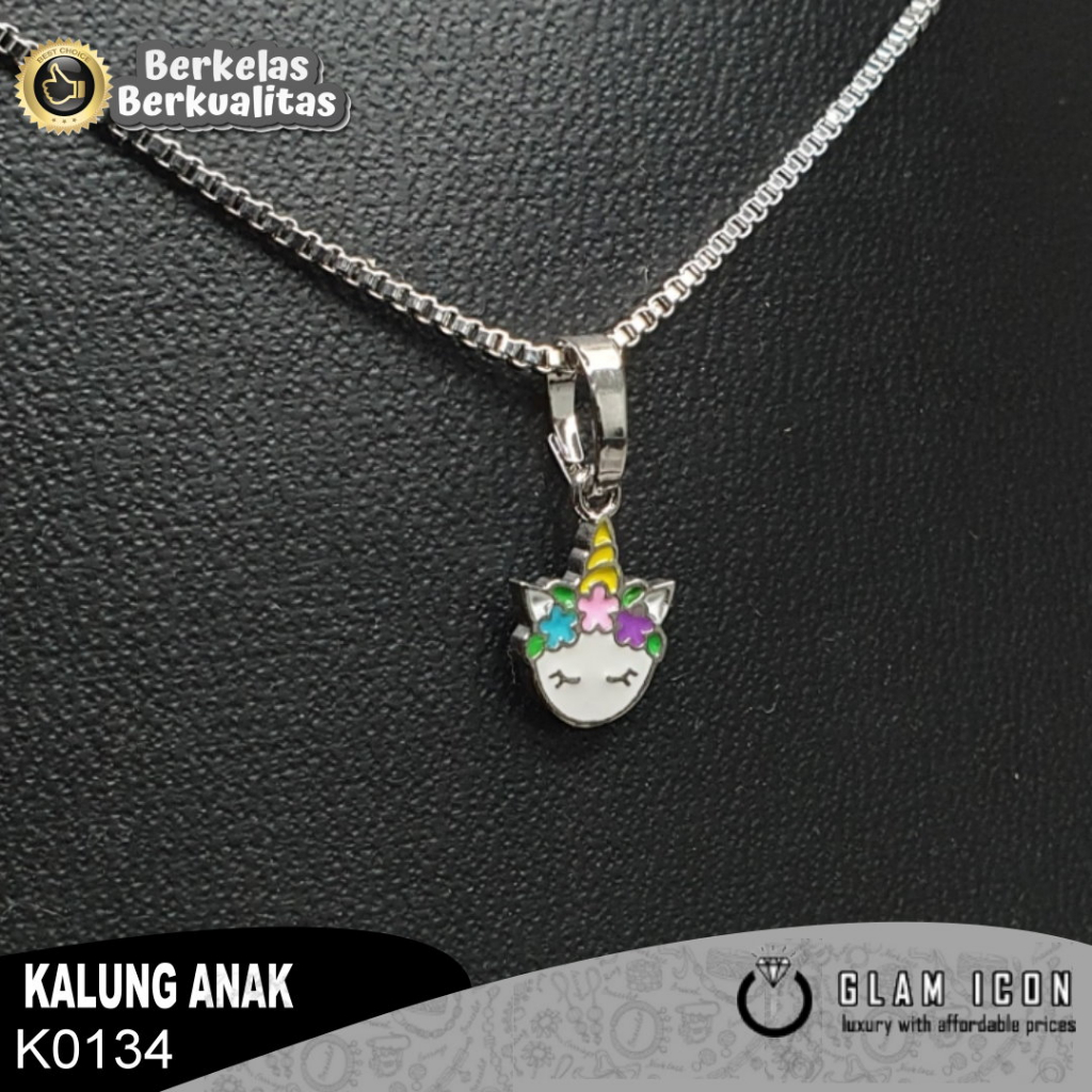 Kalung Anak  Motif unikorn bunga pink K0134 KAS