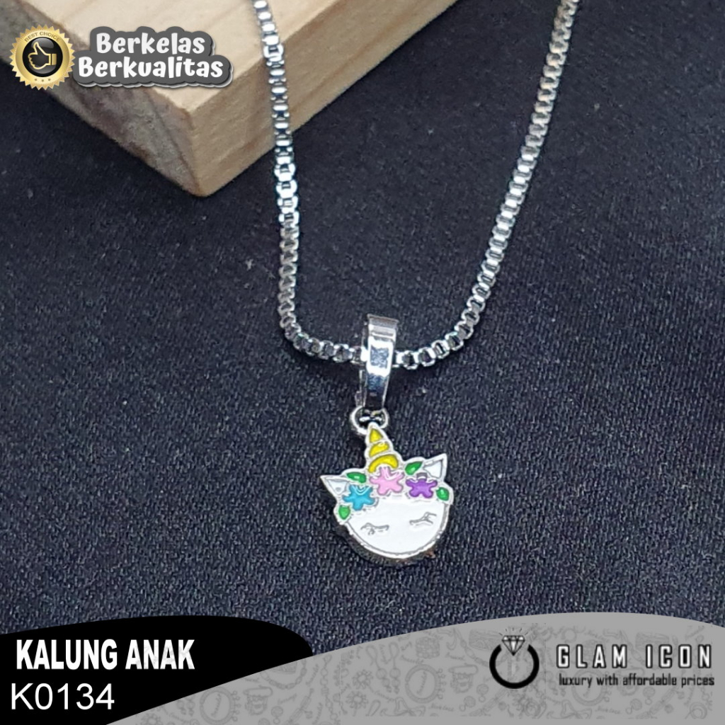 Kalung Anak  Motif unikorn bunga pink K0134 KAS