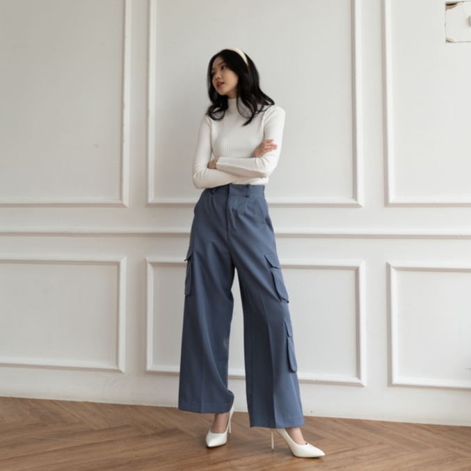 Moro Cargo Wide Pants - Celana Panjang Korean Wanita - Cargo Pants - High Waist &amp; Casual