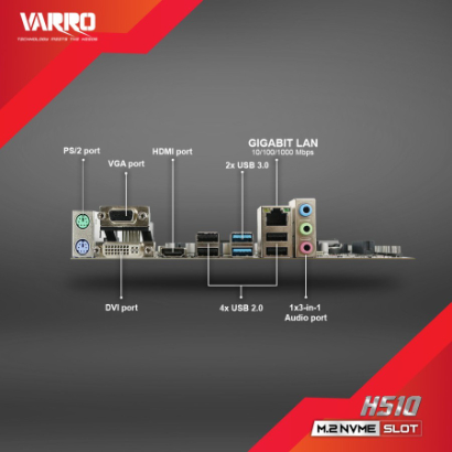 MOTHERBOARD H510 LGA 1200 VARRO SUPPORT GEN 10 / GEN 11 SUPPORT NVME