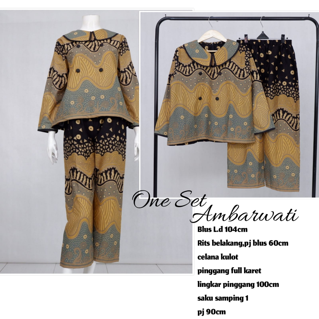 ONE SET AMBARWATI BLUS &amp; CELANA |SETELAN BATIK WANITA MOTIF ABSTRAK