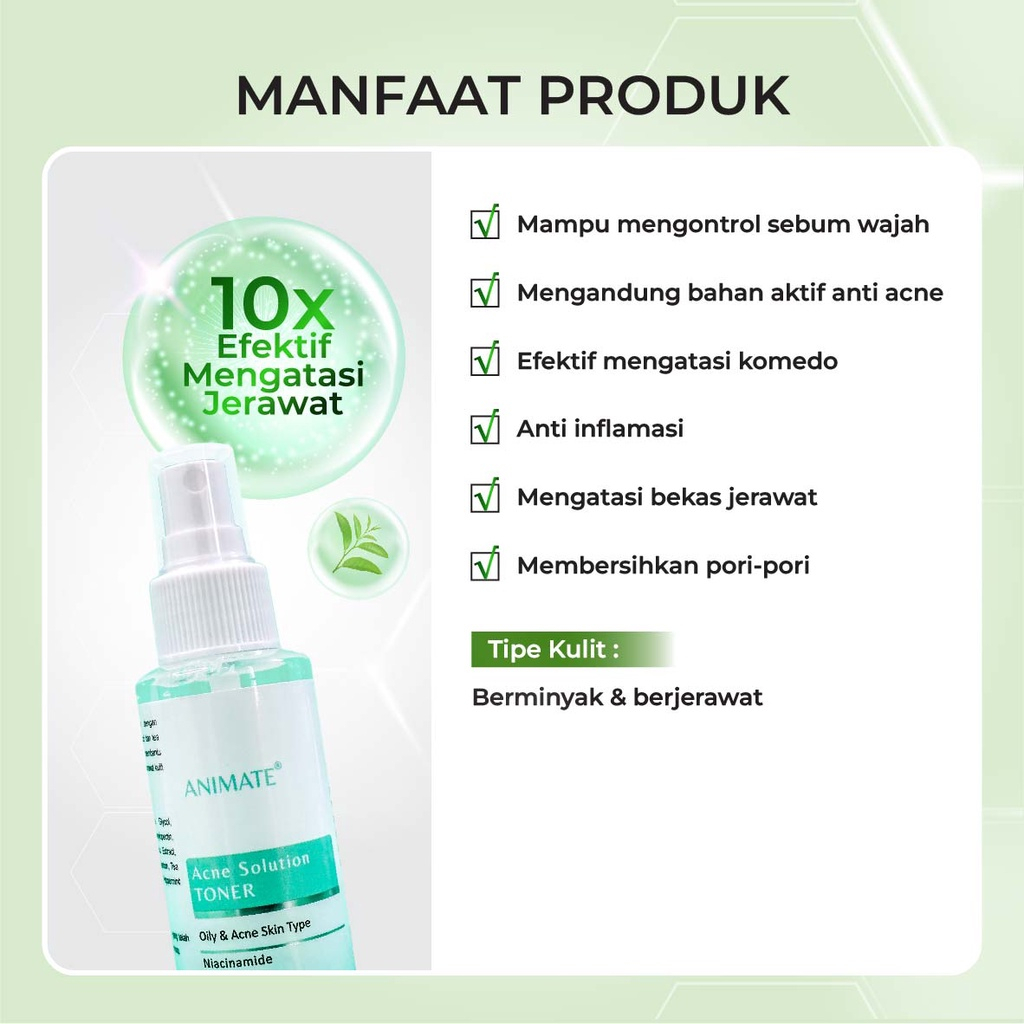 ANIMATE Acne Solution Series Paket 5in1 Facial Wash Toner Serum Day Night Cream Skincare Wajah