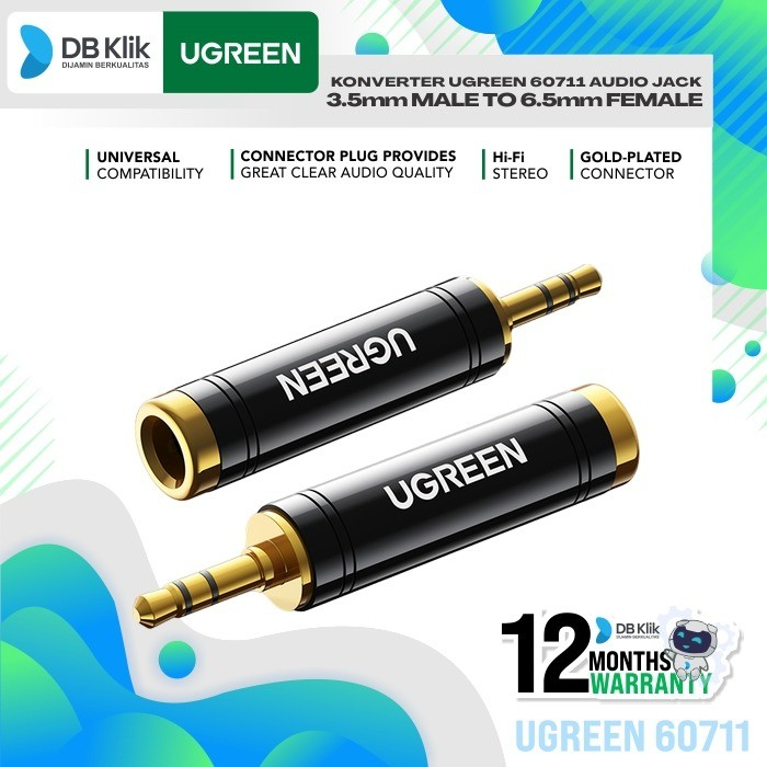 Konverter UGreen 60711 Audio Jack 3.5mm Male to 6.5mm Female - 60711