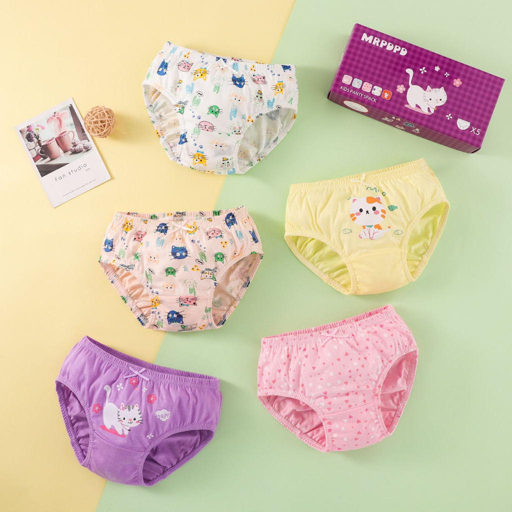 CDP 01-10 Set Celana Dalam Anak Perempuan isi 5pcs dengan box dan motip lucu