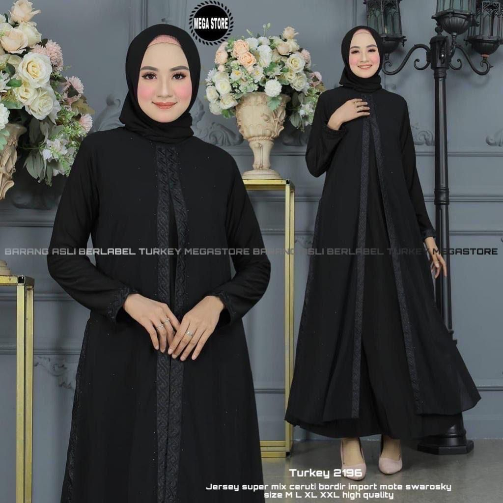 Abaya Turkey Arab Baju Pesta Arab Saudi Model Turkey #2196 Jersey Hitam Gamis Bordir Terbaru 2022 Dr