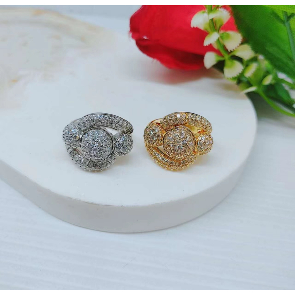 Cincin Xuping Mata Full Lapis Emas Perhiasan Fashion R045/R046