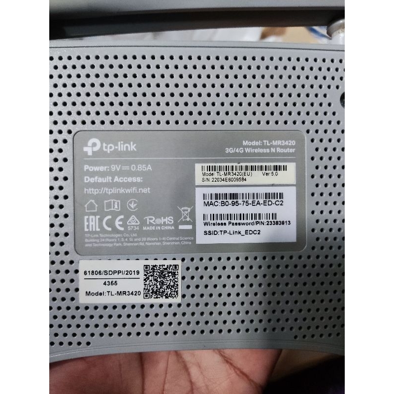 TP-LINK MR3420 3G/4G (Second) fullshet
