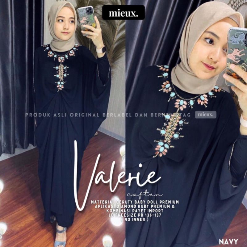 VALERIE KAFTAN JUMBO PAYET TANPA INNER Kaftan wanita terbaru Ori by Mieux, all size cocok untuk Leba