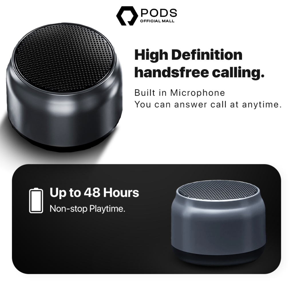 [NEW RELEASE] The Pods Speaker Portable K3 Pro [2023] Stereo Mini HiFi Wireless Speaker - Quality Sound Extra Bass For iOS and Android Portable Speaker Mini Bluetooth 5.0 with Mic Heavy Bass Stereo and Mikrofon Internal By Pods Indonesiaa