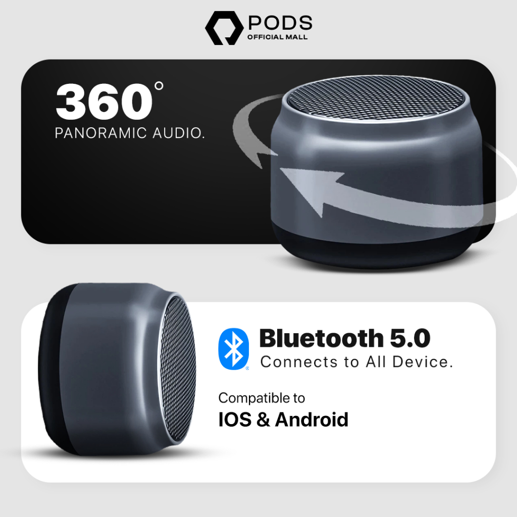 [NEW RELEASE] The Pods Speaker Portable K3 Pro [2023] Stereo Mini HiFi Wireless Speaker - Quality Sound Extra Bass For iOS and Android Portable Speaker Mini Bluetooth 5.0 with Mic Heavy Bass Stereo and Mikrofon Internal By Pods Indonesia