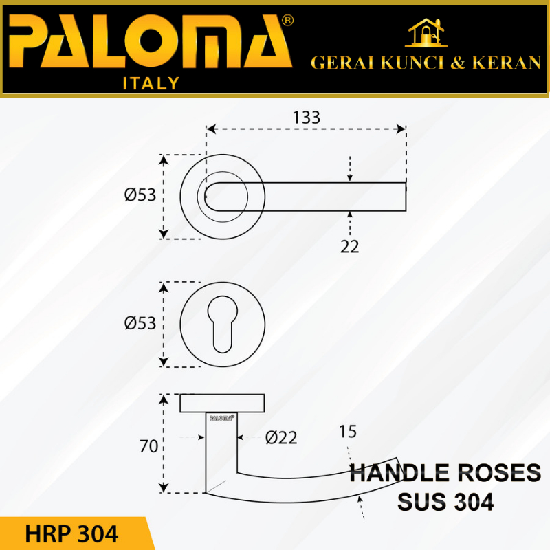 Handle Pintu Roses PALOMA HRP 304 LHT BARCA SS