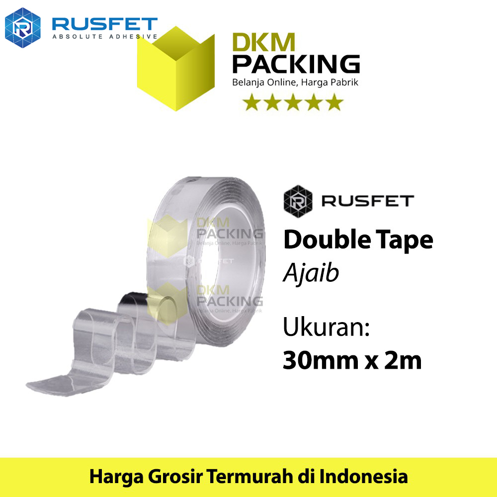 

DOUBLE TAPE AJAIB 30mm x 2m SUPER KUAT STRONG ADHESIVE REUSABLE ACRYLIC RUSFET TERMURAH /SATUAN