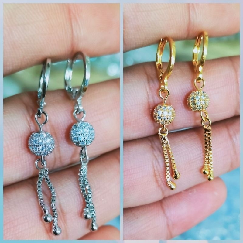 anting bola Jurai xuping berlapis emas dengan mata zircon