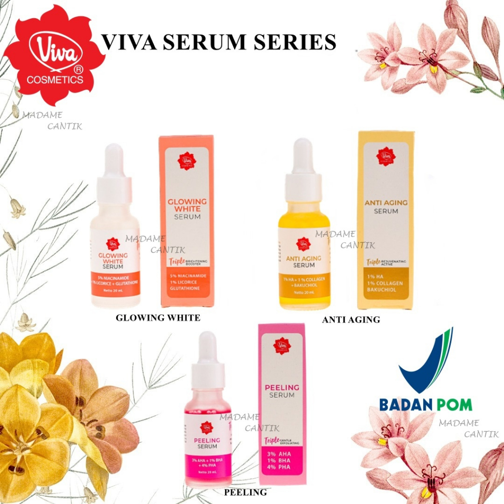 VIVA SERUM SERIES - GLOWING WHITE PEELING ANTI AGING SERUM WAJAH BPOM