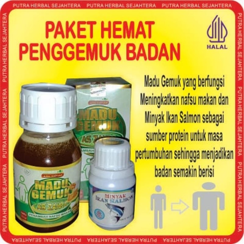 madu gemuk dan minyak ikan salmon/paket hemat badan berisi dan sehat