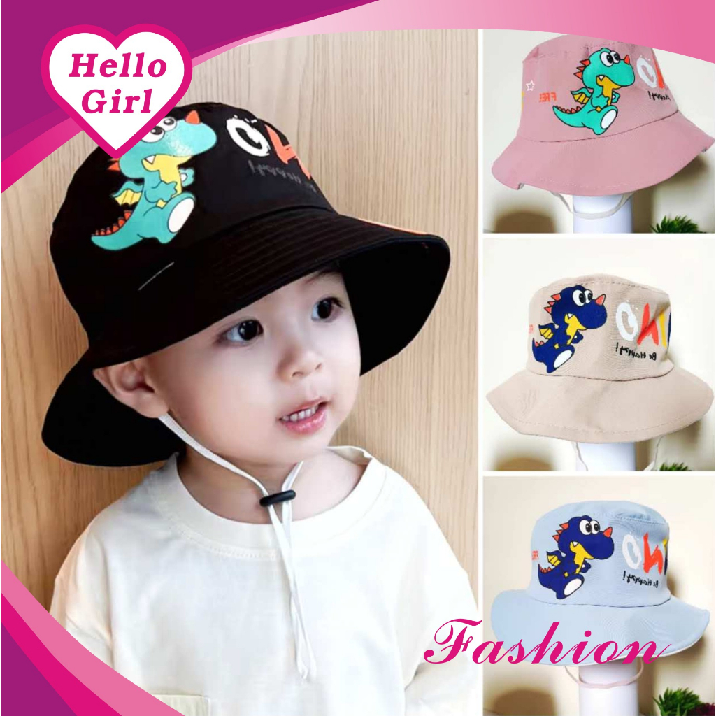 (Hello Girl)MZ41 Bucket Hat Topi Balita Umur 2-6 Tahun Motif NINO Be Happy Import