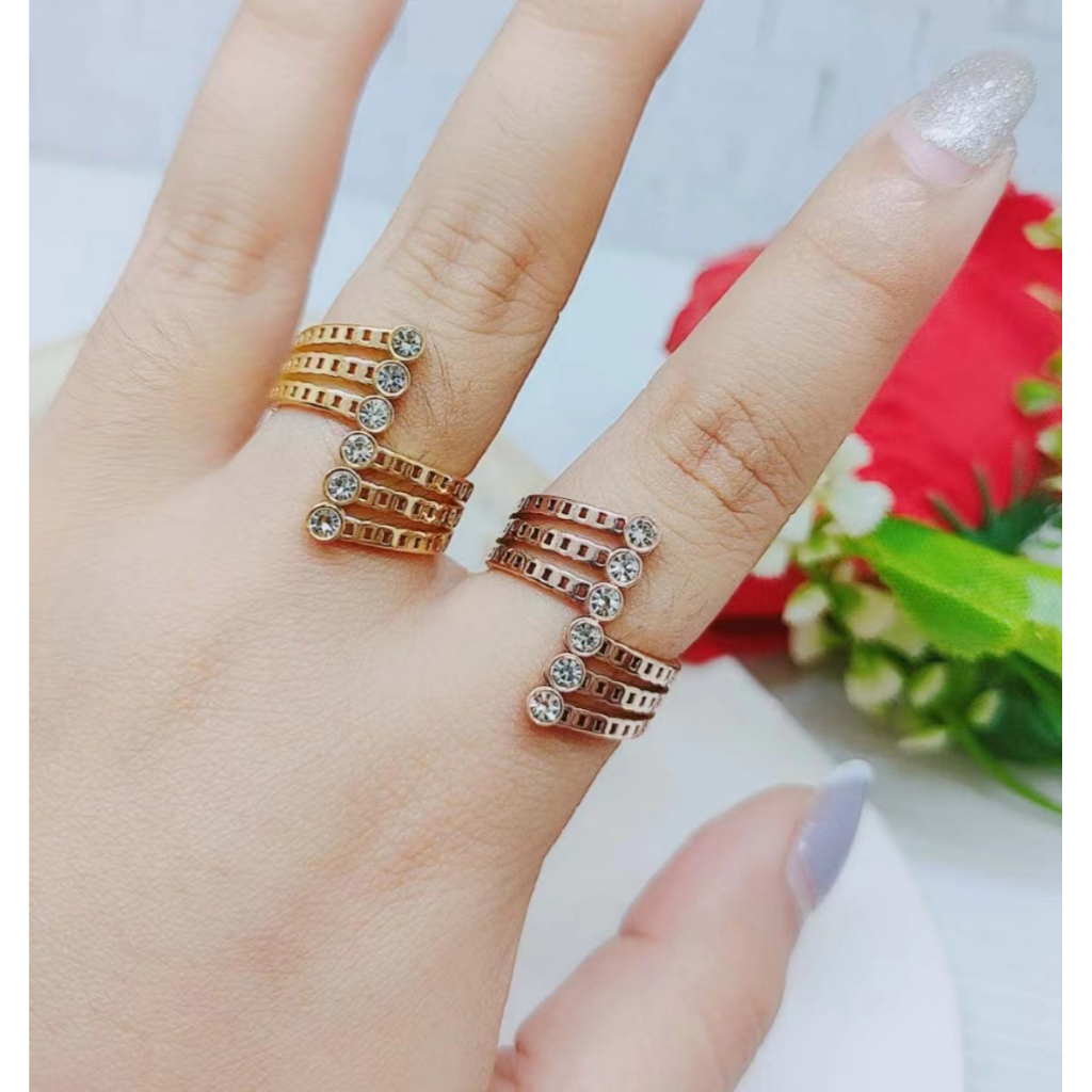 Cincin Titanium Permata Anti Karat Perhiasan Fashion R054/055