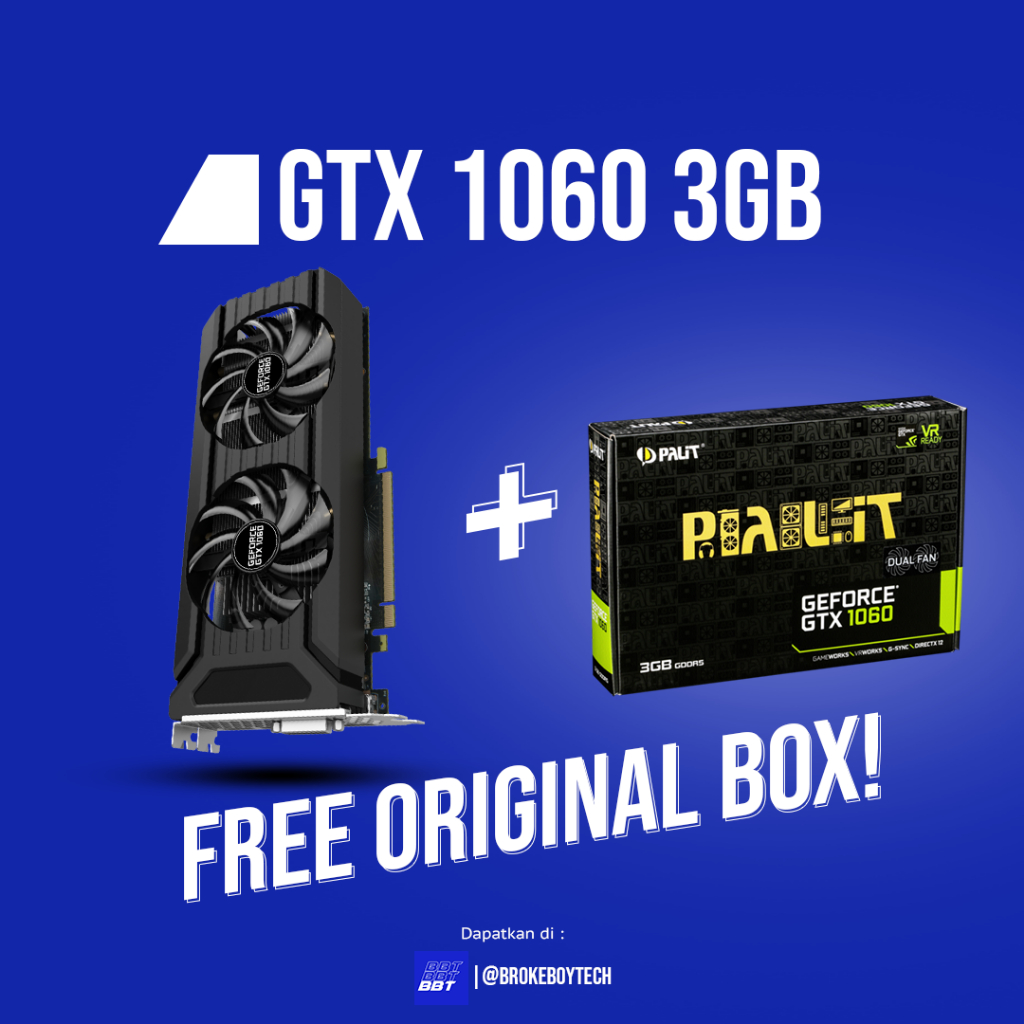 VGA NVIDIA GTX 1060 3GB (Performa diatas GTX 1650, RX 570, GTX 1050 Ti, GTX 1050, GTX 960, GTX 950, 