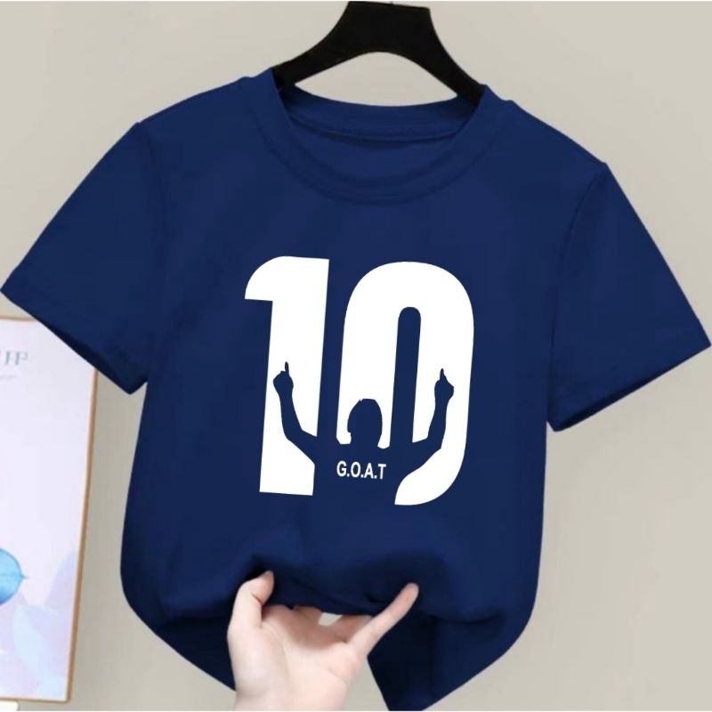 Kaos Anak Unisex 10 GOAT Baju Anak Laki Laki Kaos Distro Anak Cowok Cewek Kaos Anak bola Atasan Anak Laki Laki Kaos Messi