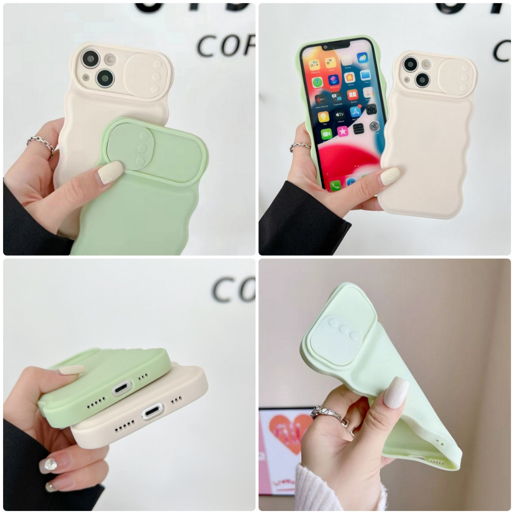 WSC - IPHONE X / XS / XR / 11 / 11 PRO / 11 PRO MAX / 12 / 12 PRO / 12 PRO MAX / 13 / 13 PRO / 13 PRO MAX / 14 / 14 PRO / 14 PRO MAX - SLIDING WAVE soft case gelombang berwarna-i pastel candy macaron