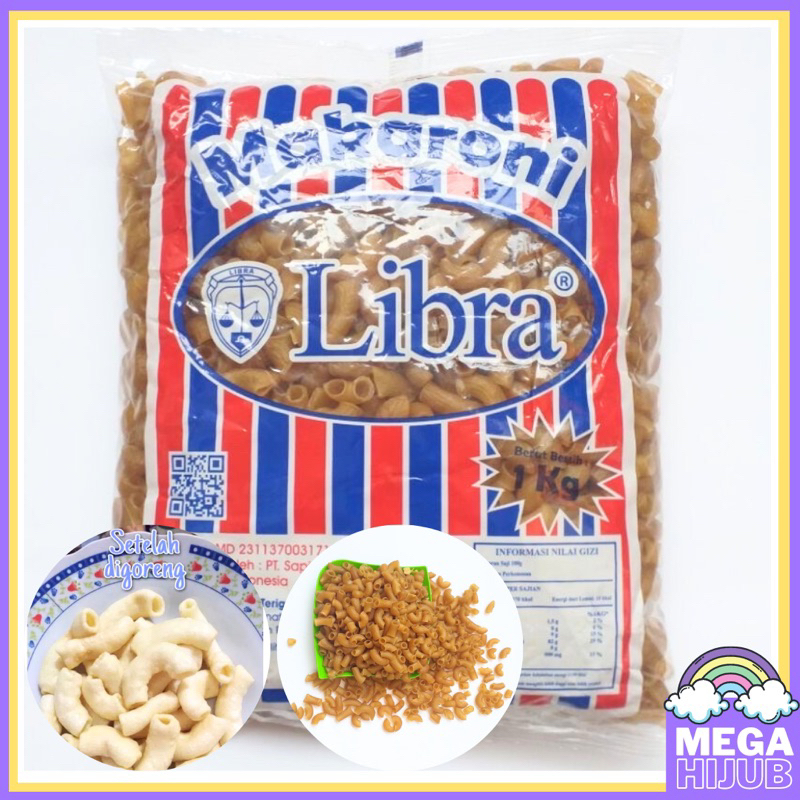 Makaroni Mentah cap Libra 1000gram / Makaroni Mentah 1kg / Makaroni mekar