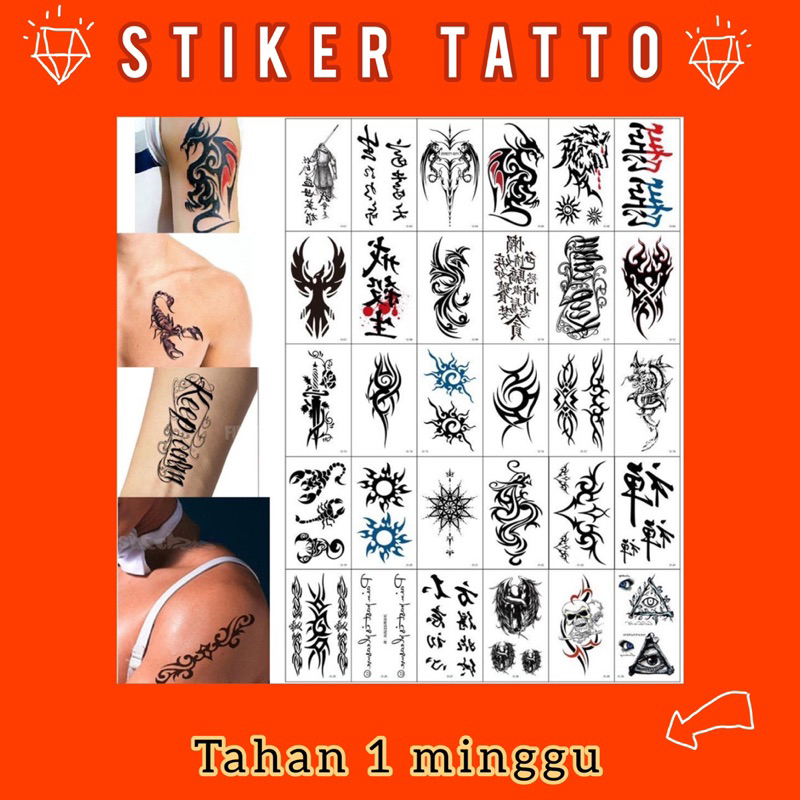 stiker tato temporer tahan lama tatto temporer ink tatto temporary OO black jepang aksesoris wanita 