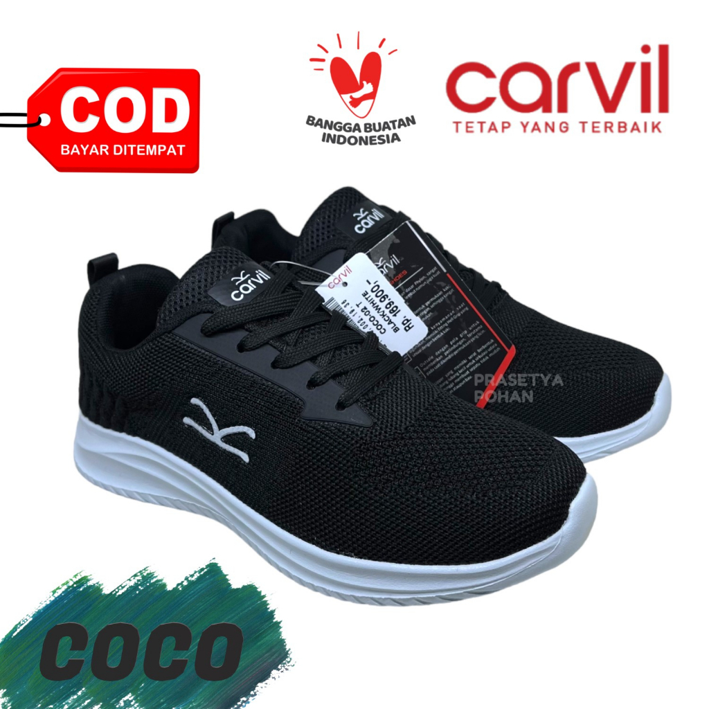 Sepatu Sekolah TK SD SMP Anti Slip Original Carvil - Sepatu Anak Laki dan Perempuan TK SD SMP - Hitam Putih Strap