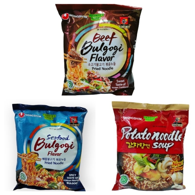 

Nongshim Beef Bulgogi, Seafood Bulgogi 105 gr, Potato Noodle 110 gr| Nongshim Bulgogi | Nongshim Halal | Mie Nongshim
