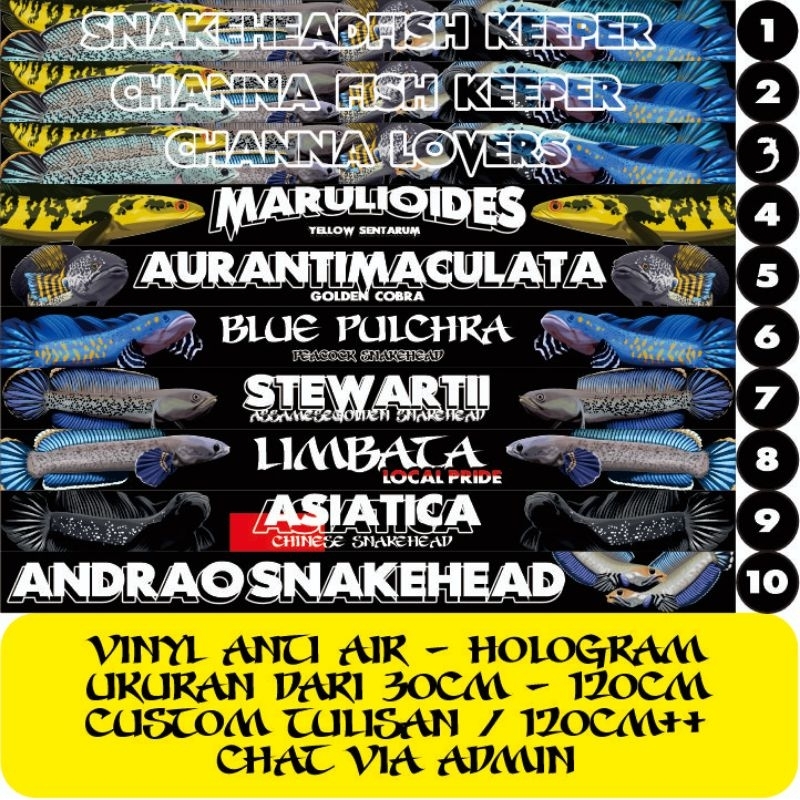STIKER LIST AQUARIUM/TANK PREDATOR/CHANNA/AROWANA/PBASS
