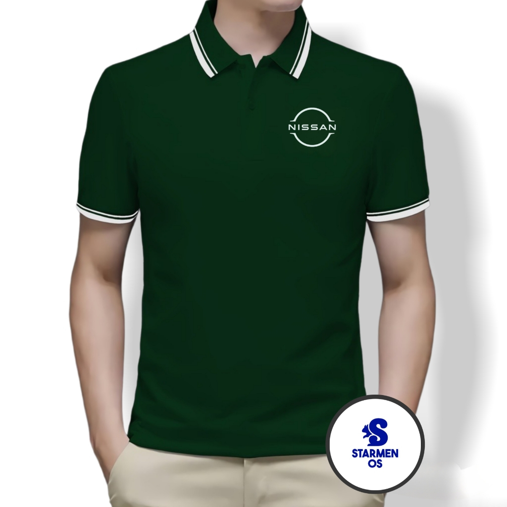 Kaos Polo Shirt Pria Kerah List Putih NEW NISAN