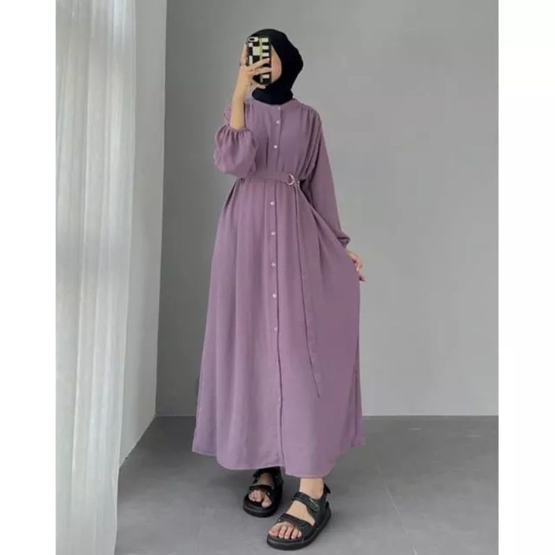 Ysabina Dress Remaja Gamis Cringkle LD 110 Full kancing