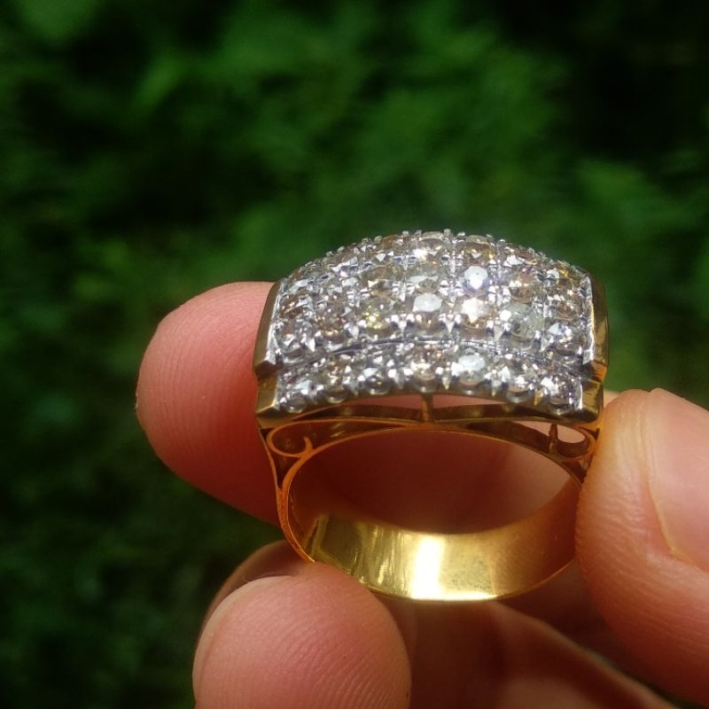 cincin berlian eropa model tangga presiden 5 baris.