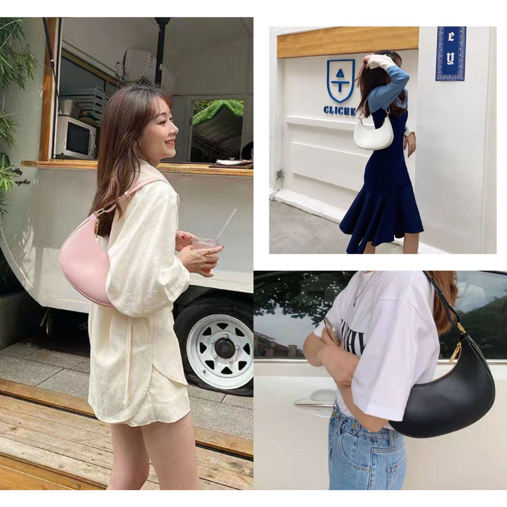 FT75 Tas wanita bahu selempang cantik kulit kilat polos macaron 22 x 7 x 12 cm