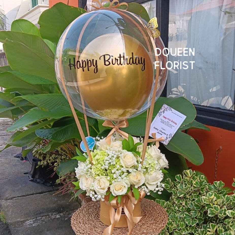 Dqueen Florist - Bunga Box Gift Bunga Asli Bloom Box Balon