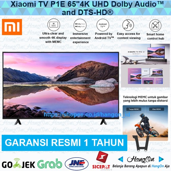 [KARGO PACKING KAYU] Xiaomi TV P1E 65&quot; 65 Inch 4K UHD MEMC DTS Smart Android TV Digital Mi