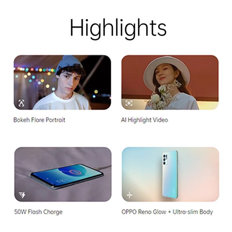 Oppo Reno 6 8/128GB RAM 8GB ROM 128GB 30W VOOC Flash Charge AI Color Portrait Video Garansi resmi OPPO BNIB OPPO Reno 5F OPPO Reno5 F OPPO Reno 5 OPPO Reno 6