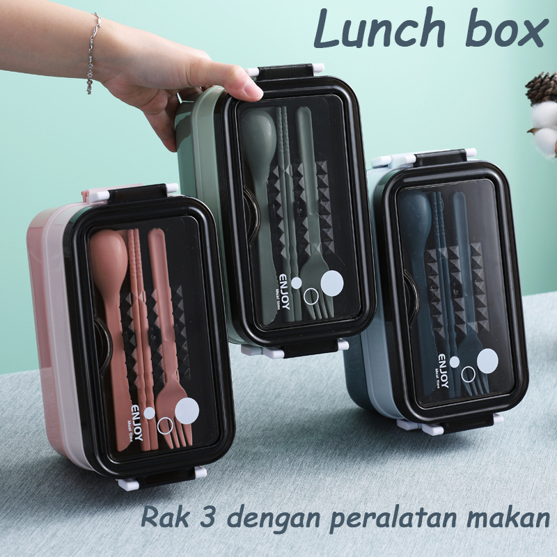 Lunch Box Leakproof Stainless Steel Picnic With Cutlery Adults Kids Double Layer