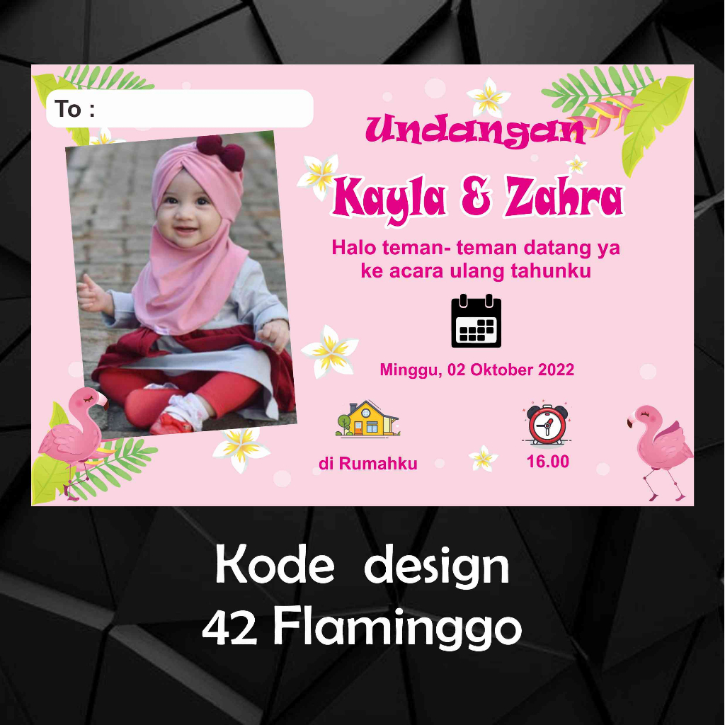 Kartu Undangan Ulang Tahun Anak Costum Foto Murah Kartu Undangan Ulang Tahun Anak Murah isi 50 pcs K