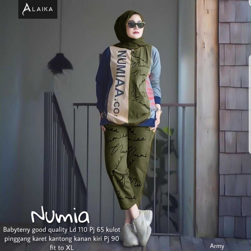 ONE SET SETELAN WANITA BAJU SENAM NEW ARIVAL KEKINIAN NUMIA ALAIKA