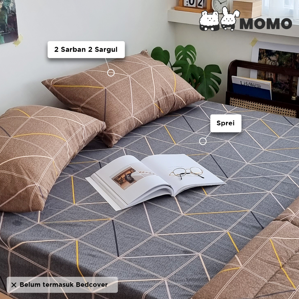 Sprei Set Motif Abstrak Aesthetic Ukuran 160, 180 dan 200 x 200 MOMO