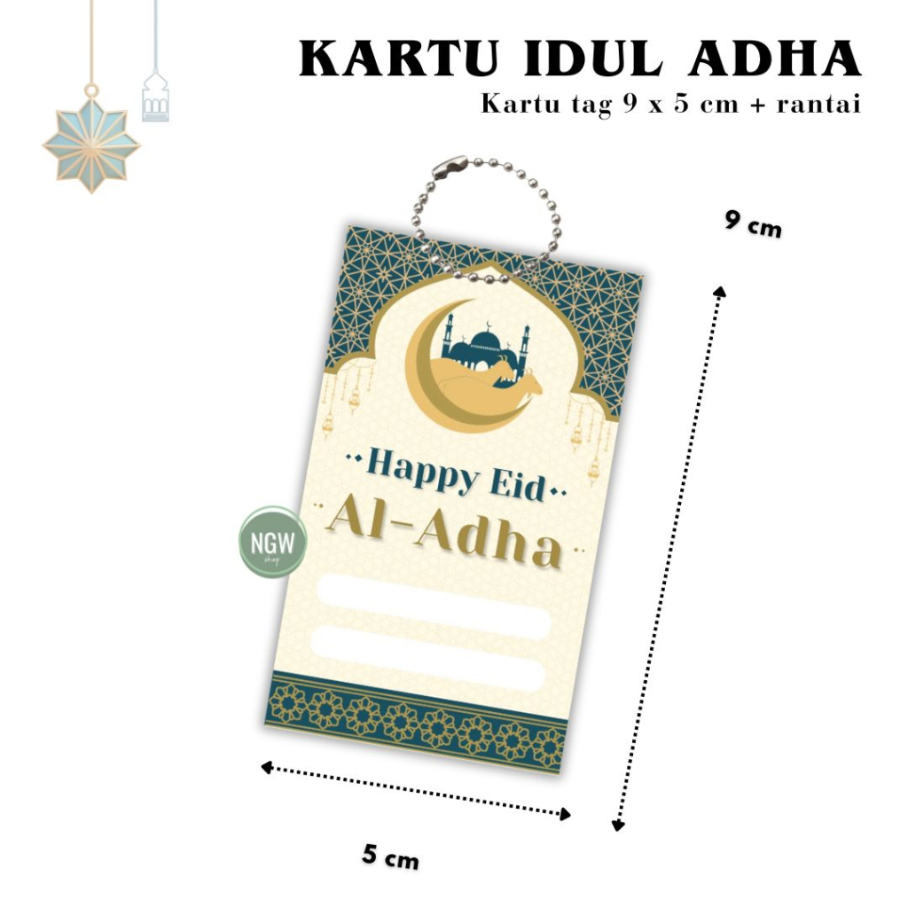 Kartu IDUL ADHA / EID ADHA ucapan tag hampers kado + rantai lengkap ecer