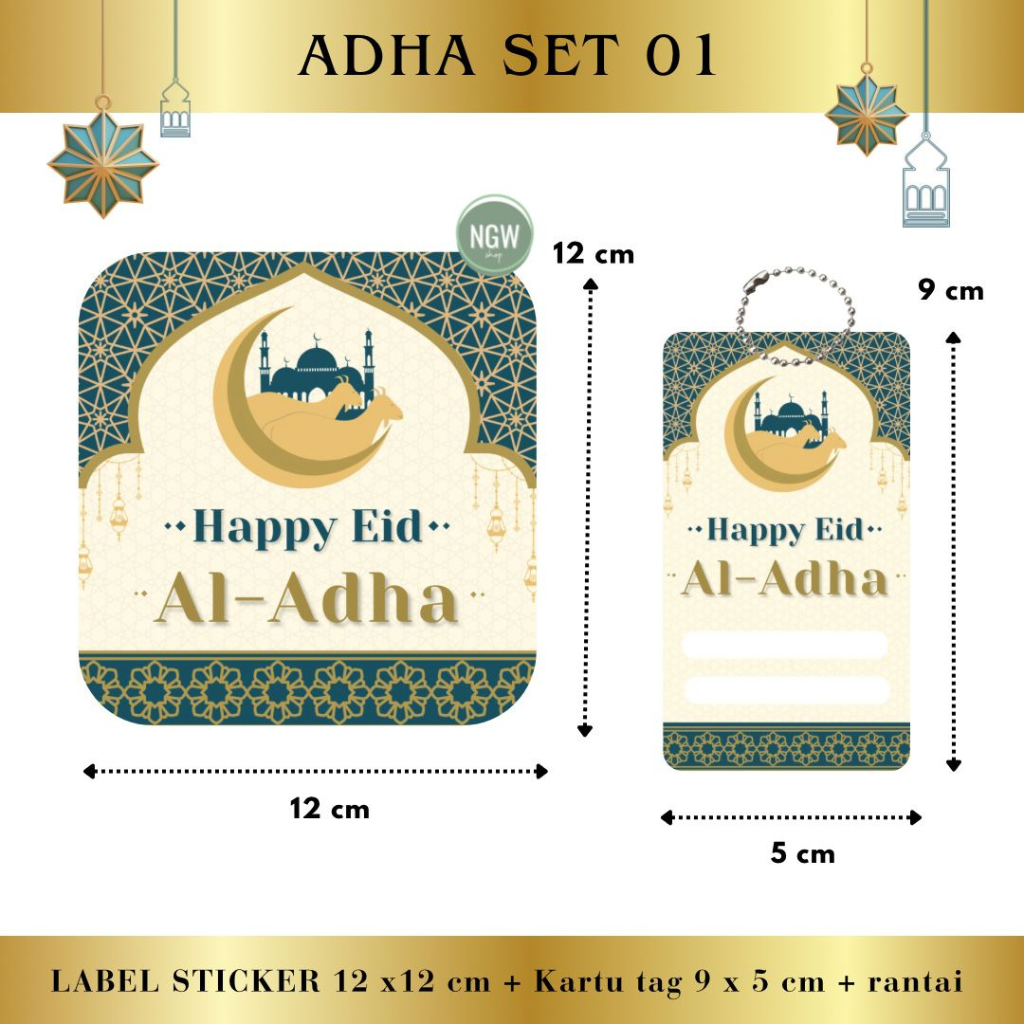 IDUL ADHA SET label sticker + kartu + rantai hampers hantaran kado