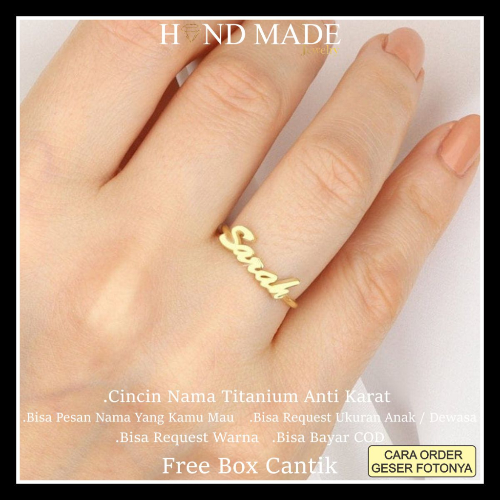 cincin nama titanium anti karat anak dewasa cincin titanium wanita cincin titanium emas cincin anak nama aksesoris wanita cincin