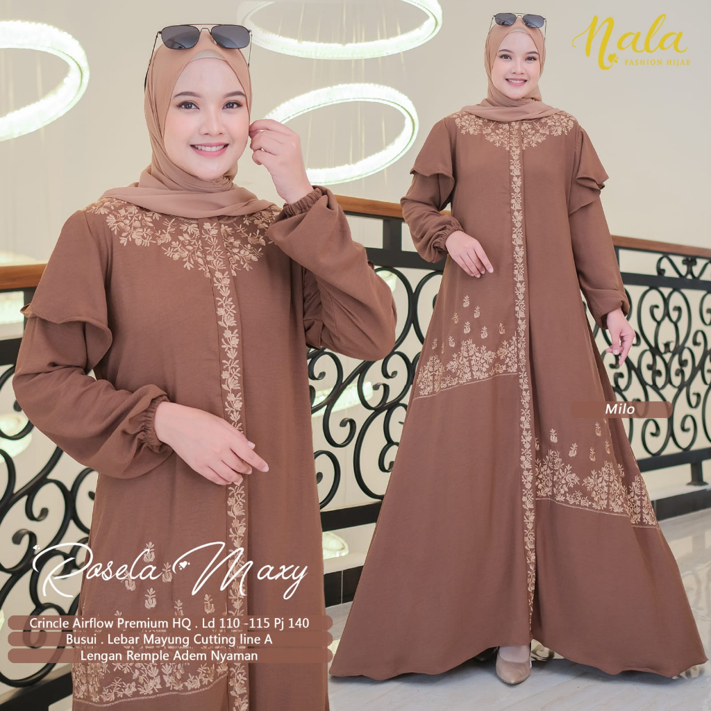 Rosella Maxy Dress Gamis Bordir Muslim Original Produk By Nala